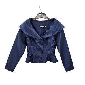 Next Collection Women's Poly Satin Wide Collar Button Front Top - 10